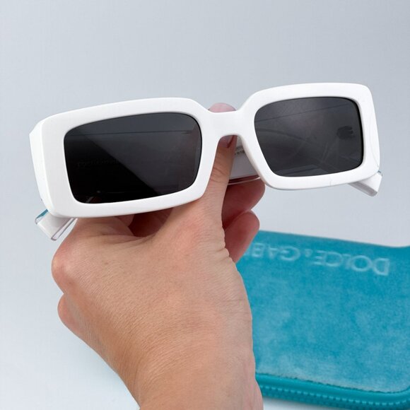 D&G DG6187 331287 BRAND NEW Sunglasses White Dark Grey Rectangle Unisex - Picture 2 of 11